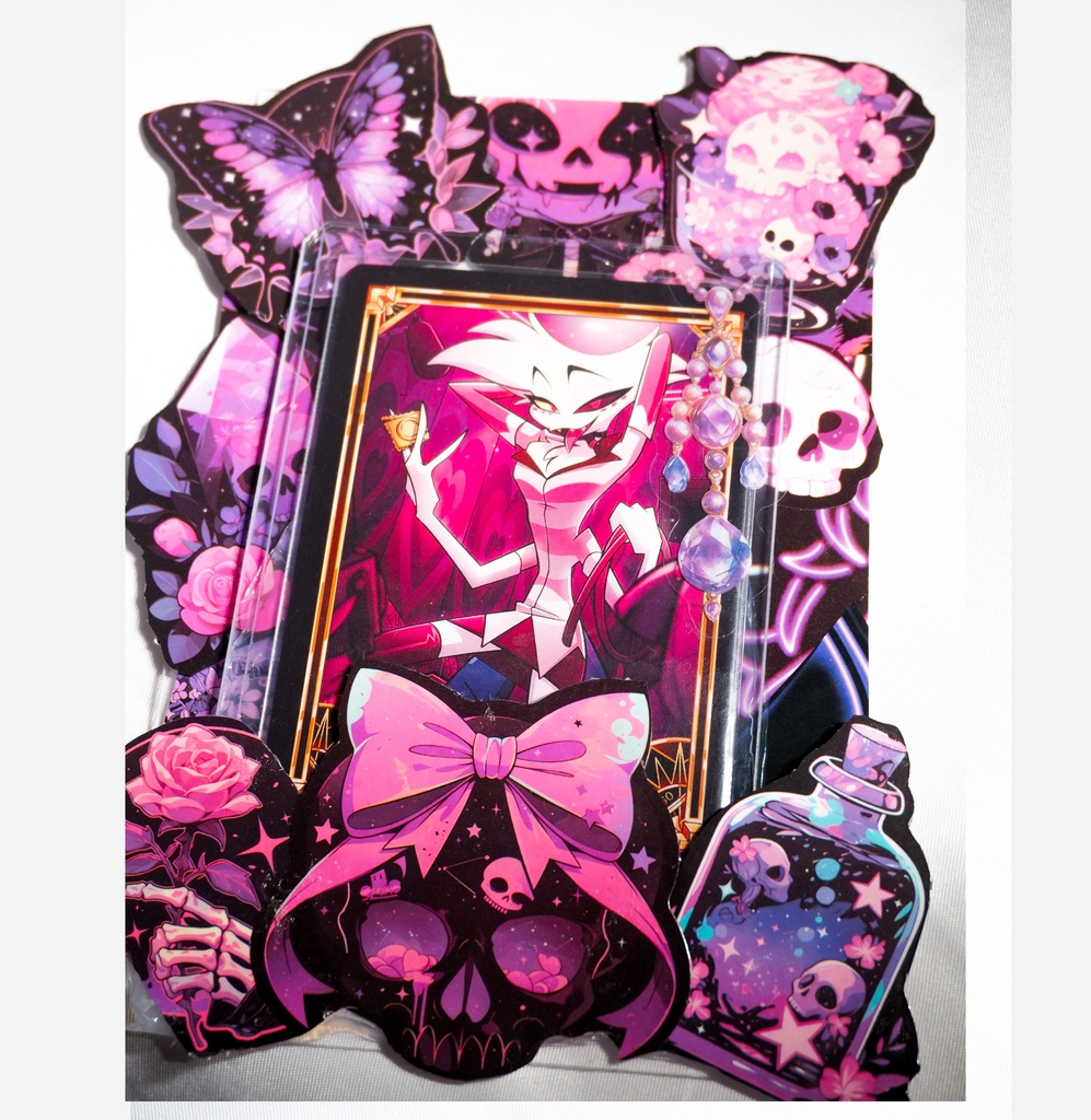 【硬質ケース】ピンク×黒どくろ