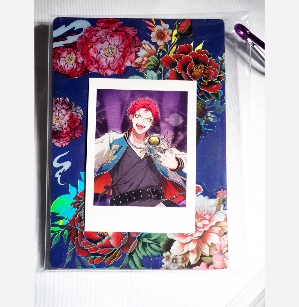 クリアポーチ【紫×牡丹】_和柄