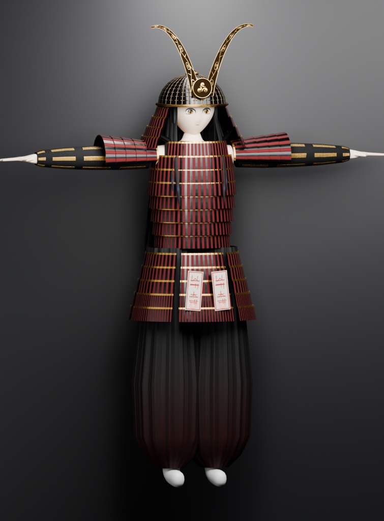 【VRChat想定】オリジナル3Dモデル「朧 宵」素顔と甲冑の二体入り