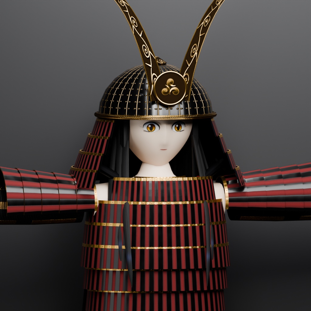 【VRChat想定】オリジナル3Dモデル「朧 宵」素顔と甲冑の二体入り