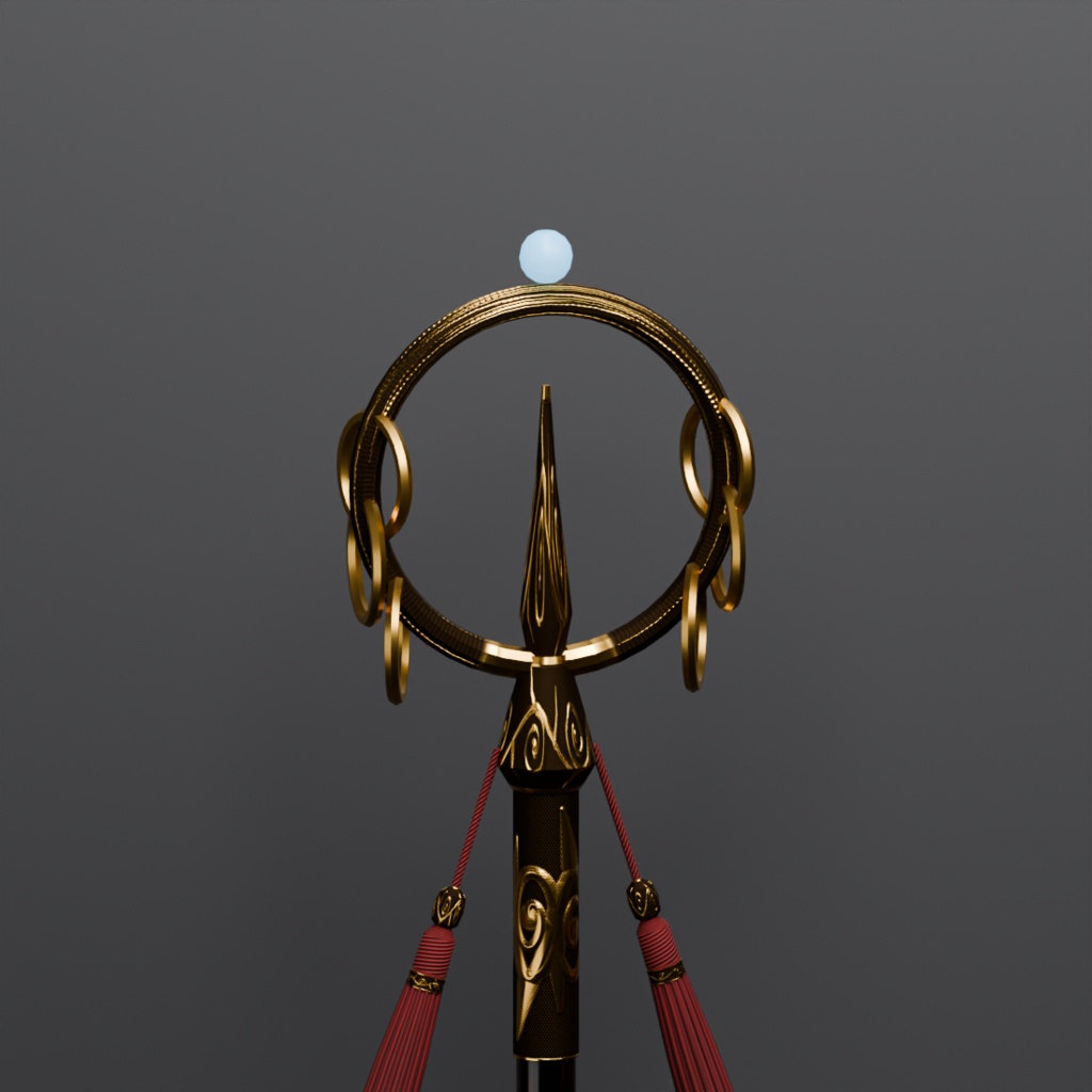 【和風ダークファンタジー3D】緋月ノ国 霊具六種(御幣・八咫鏡・数珠・神楽鈴・呪符・錫杖)MA対応