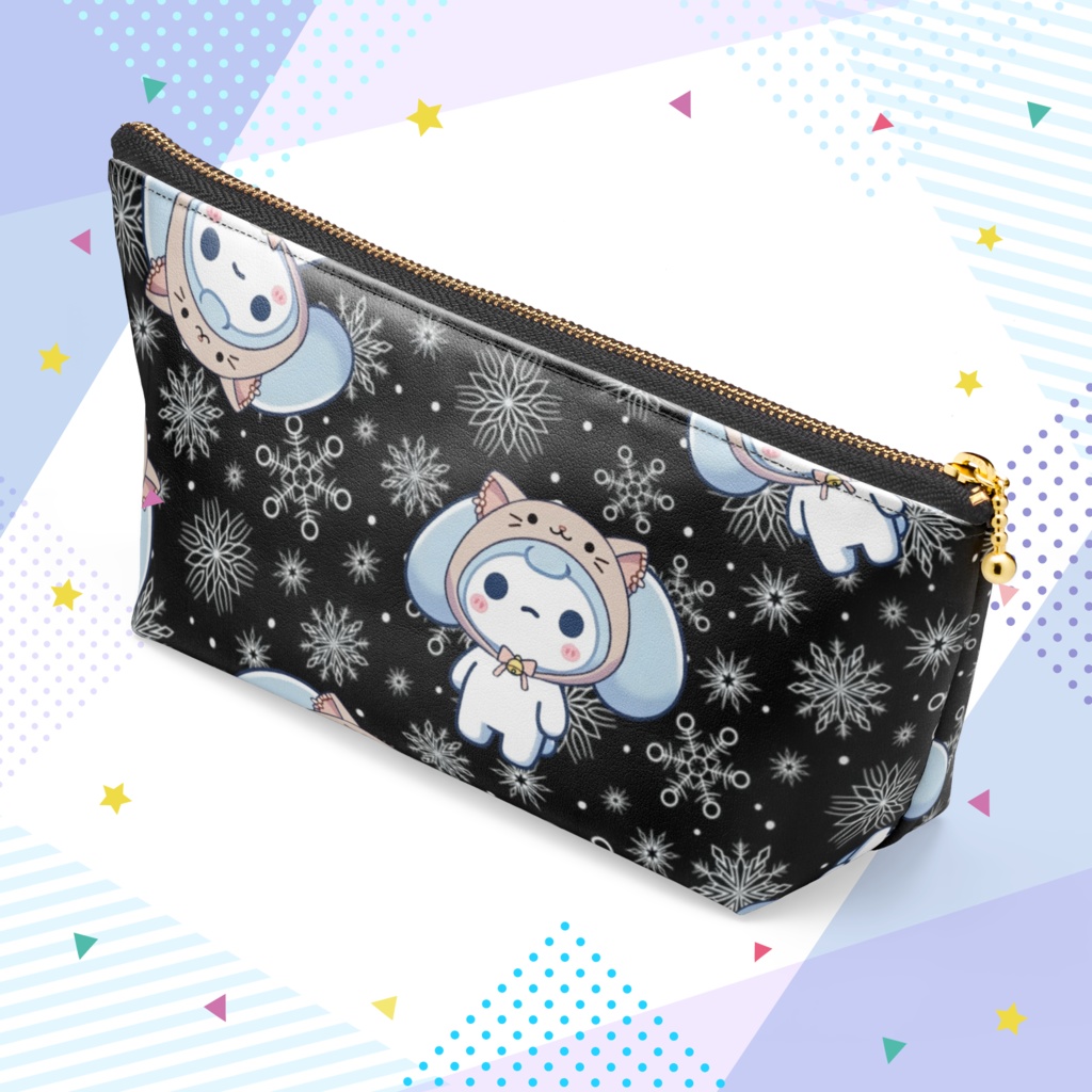 猫かぶりざこまろポーチ(スノーブラック)