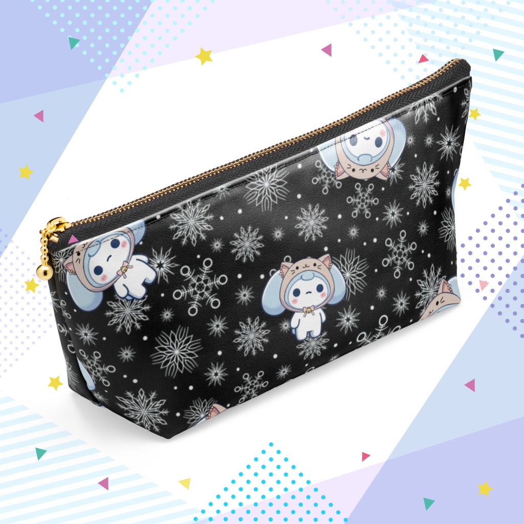 猫かぶりざこまろポーチ(スノーブラック)