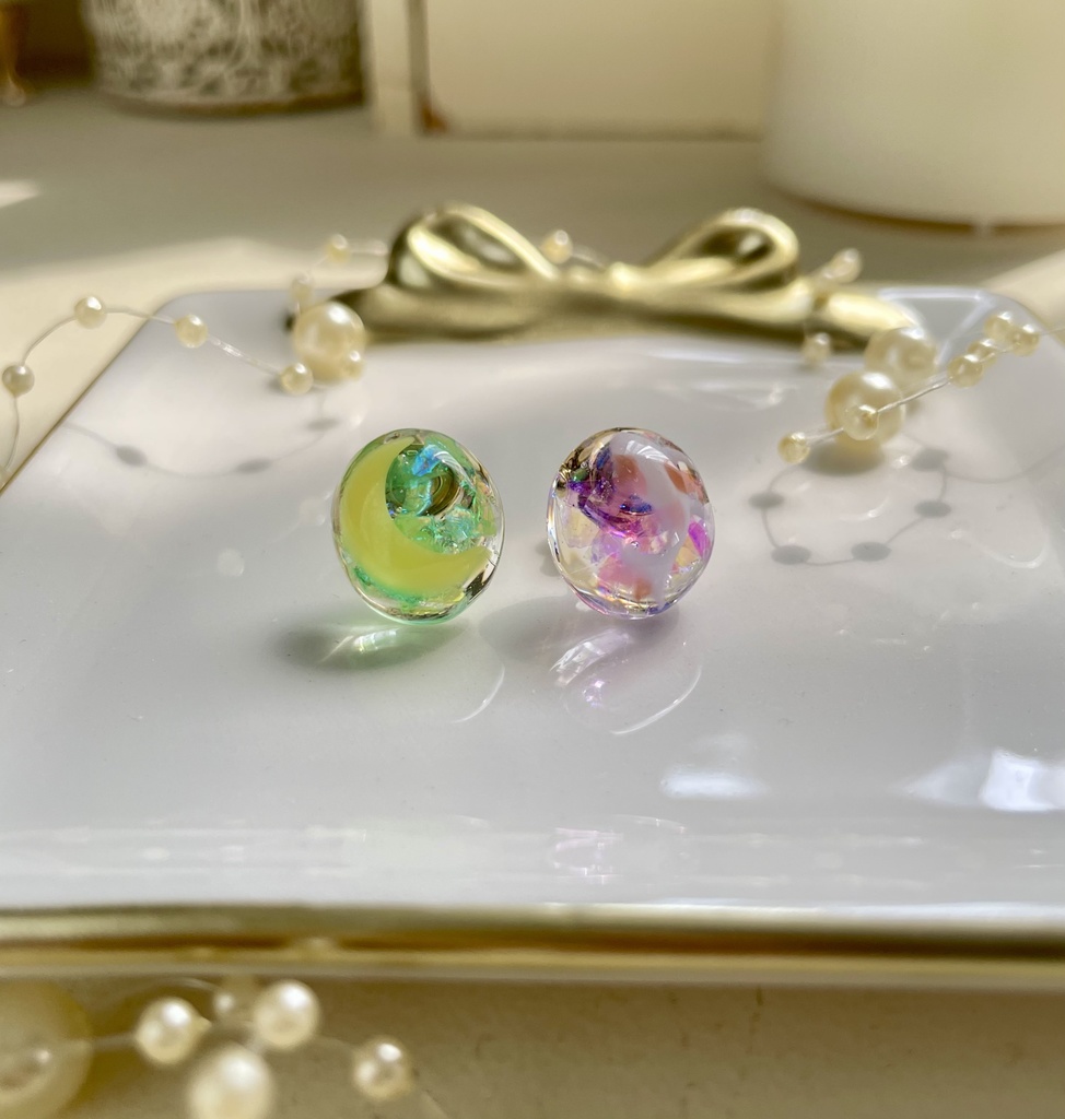 【展示のみ】月と鯉のピアス・サークル