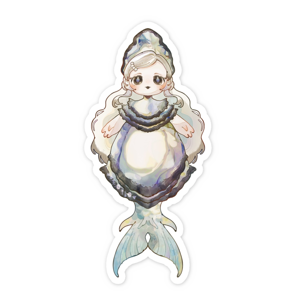 牡蠣の人魚・やわこ スマホステッカー