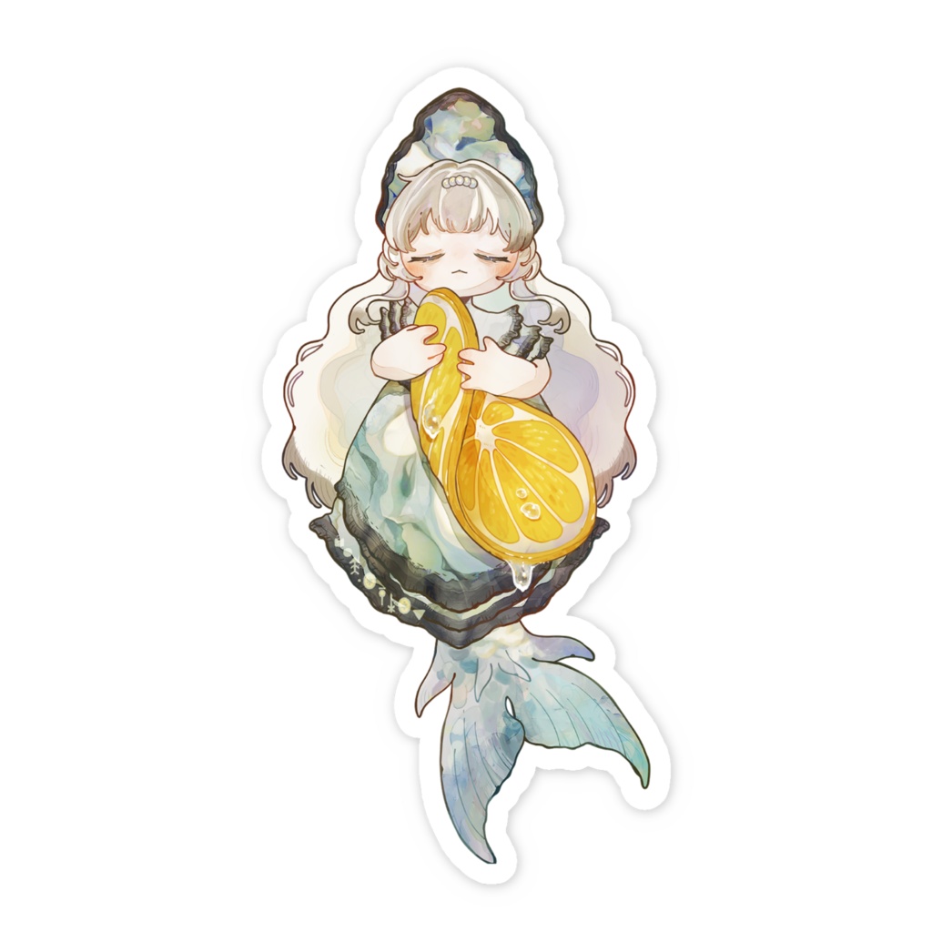 牡蠣の人魚・おねむ スマホステッカー
