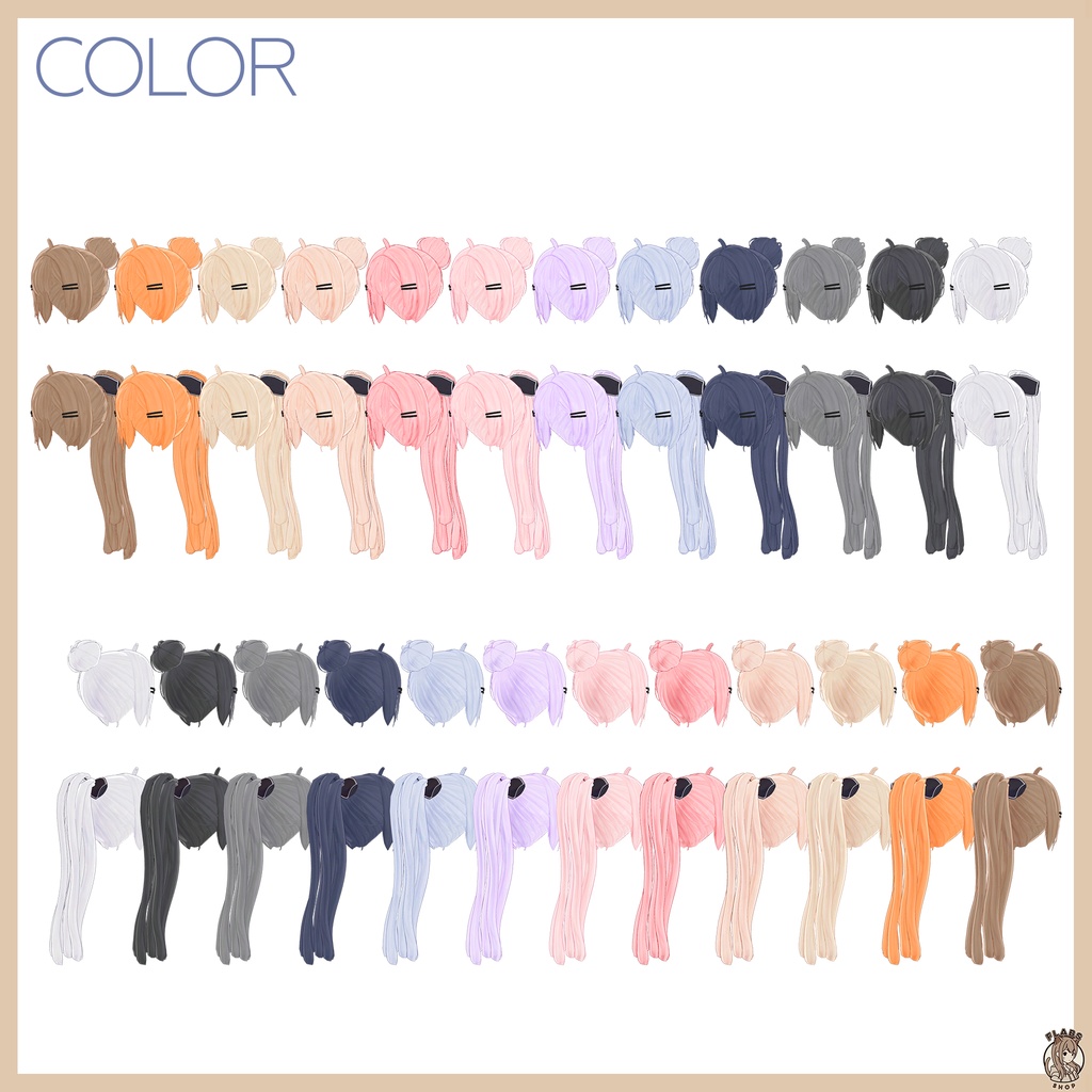 Pica ponytail hair 【9 avatars】