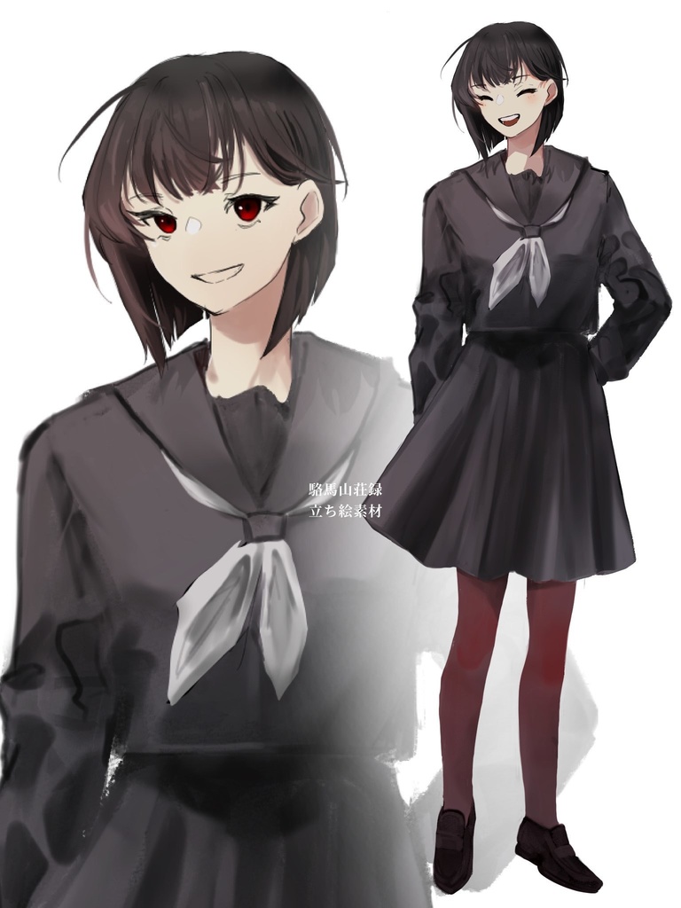 無料有：全身立ち絵イラスト(セーラー服の女の子)ITK