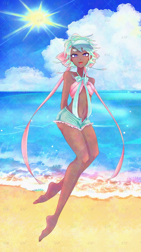 空と海と砂浜の夏背景