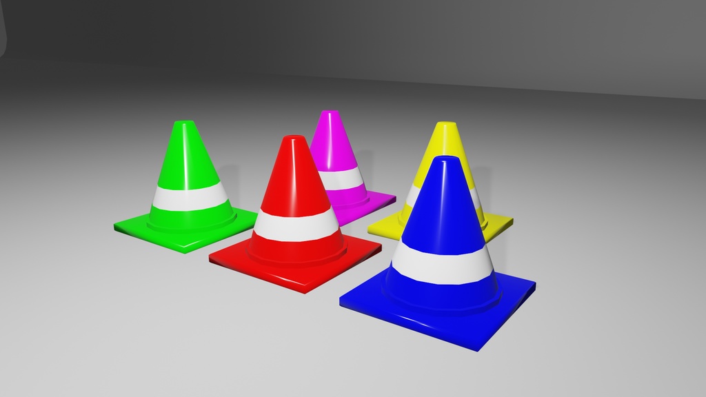 【無料 Free】カラーコーン 3Dモデル小物 