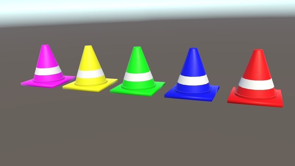 【無料 Free】カラーコーン 3Dモデル小物