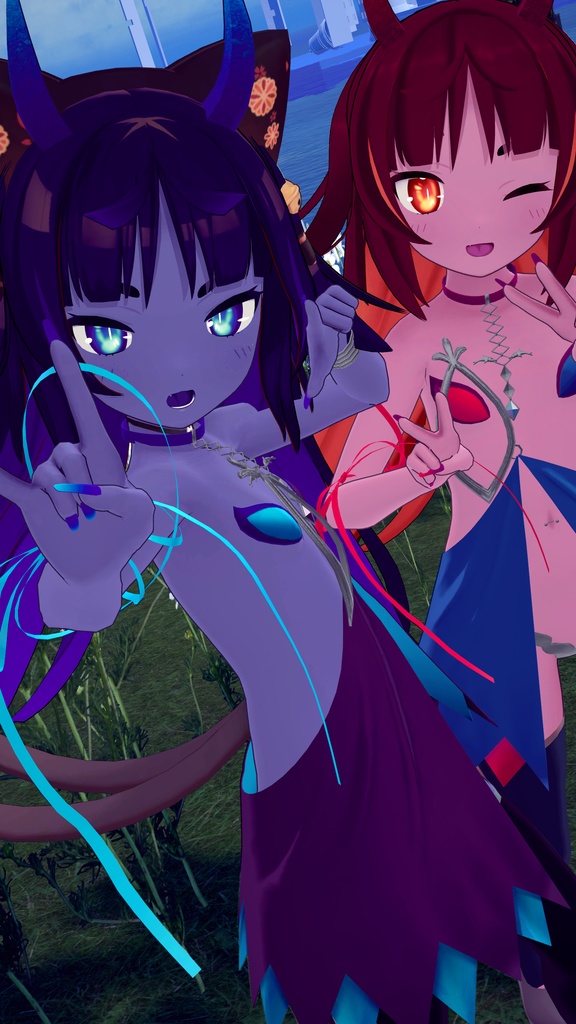 イカスミ族の装束+異色肌テクスチャ9色【猫山苗ちゃん用】