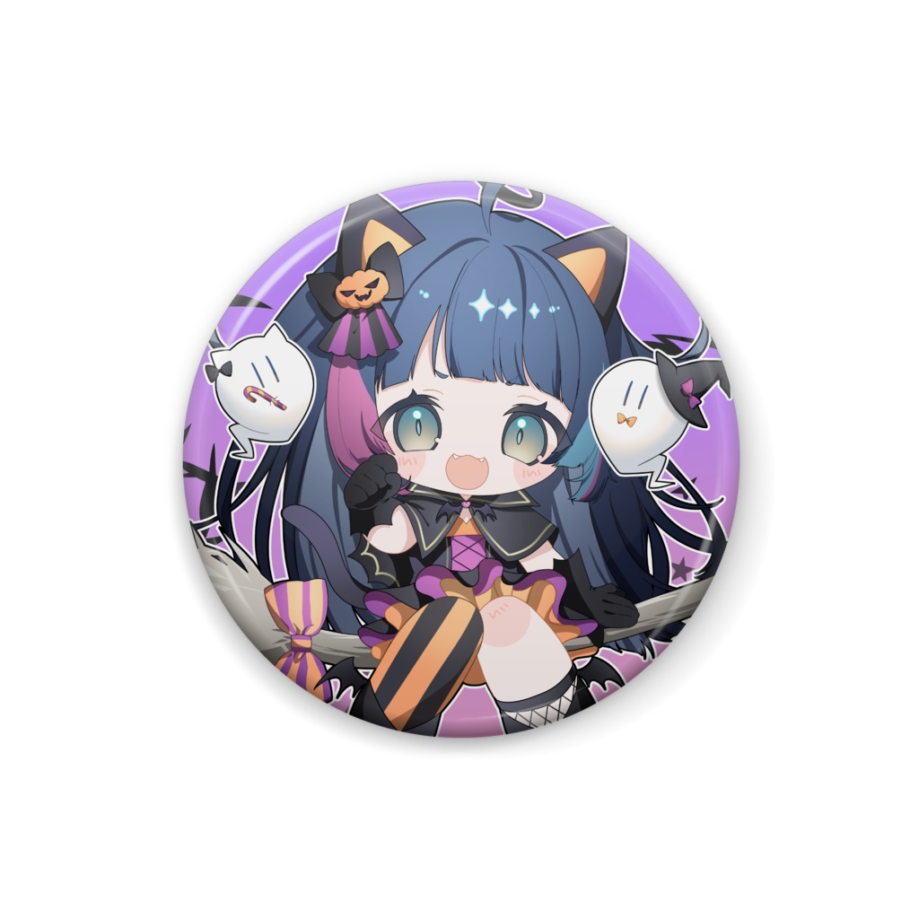 ハロウィン2024 魔女っ子にゃんこなもちもちSD缶バッチ