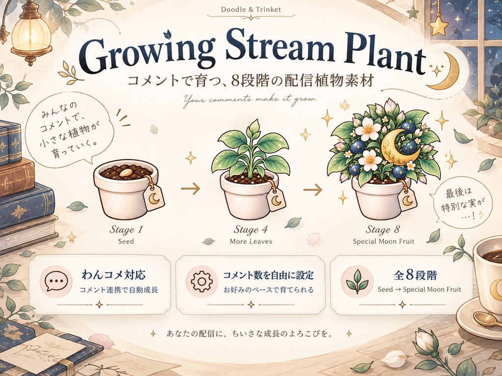 【わんコメ対応】Growing Stream Plant｜コメントで育つ植物・配信素材