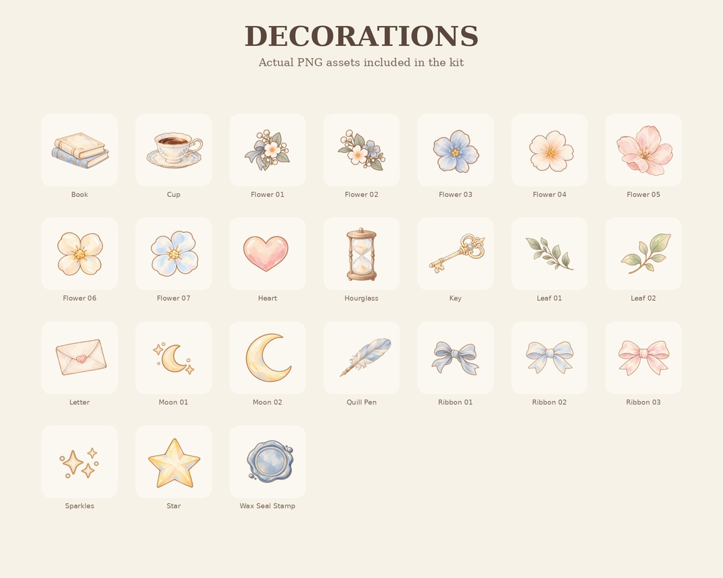 【配信者向け】Thank You Card Kit|手描き水彩サンクスカード素材 68点セット|透過PNG
