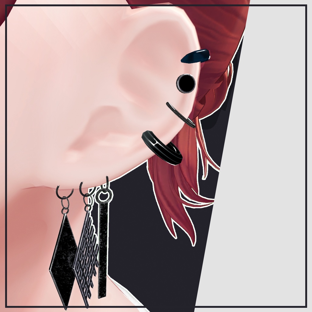 【VRChat】Simple Earrings 7種類×3カラー