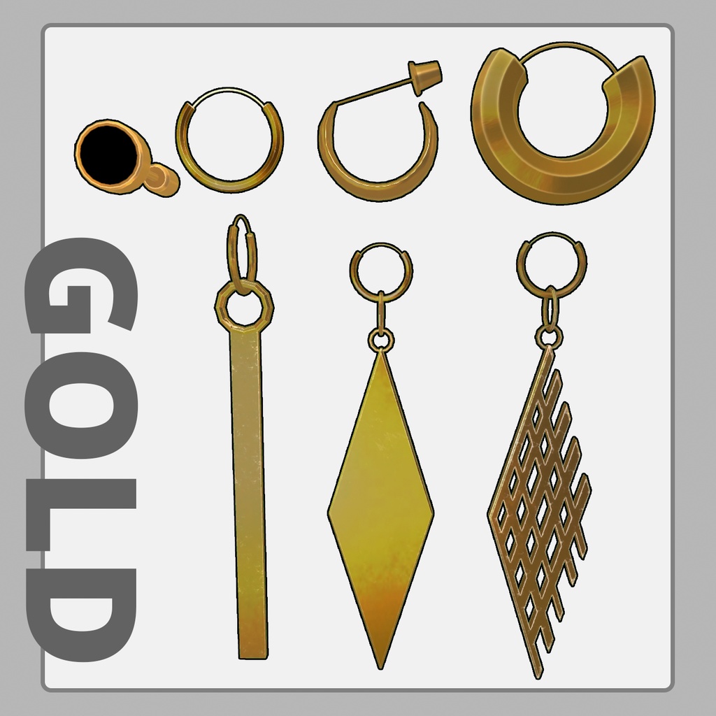 【VRChat】Simple Earrings 7種類×3カラー