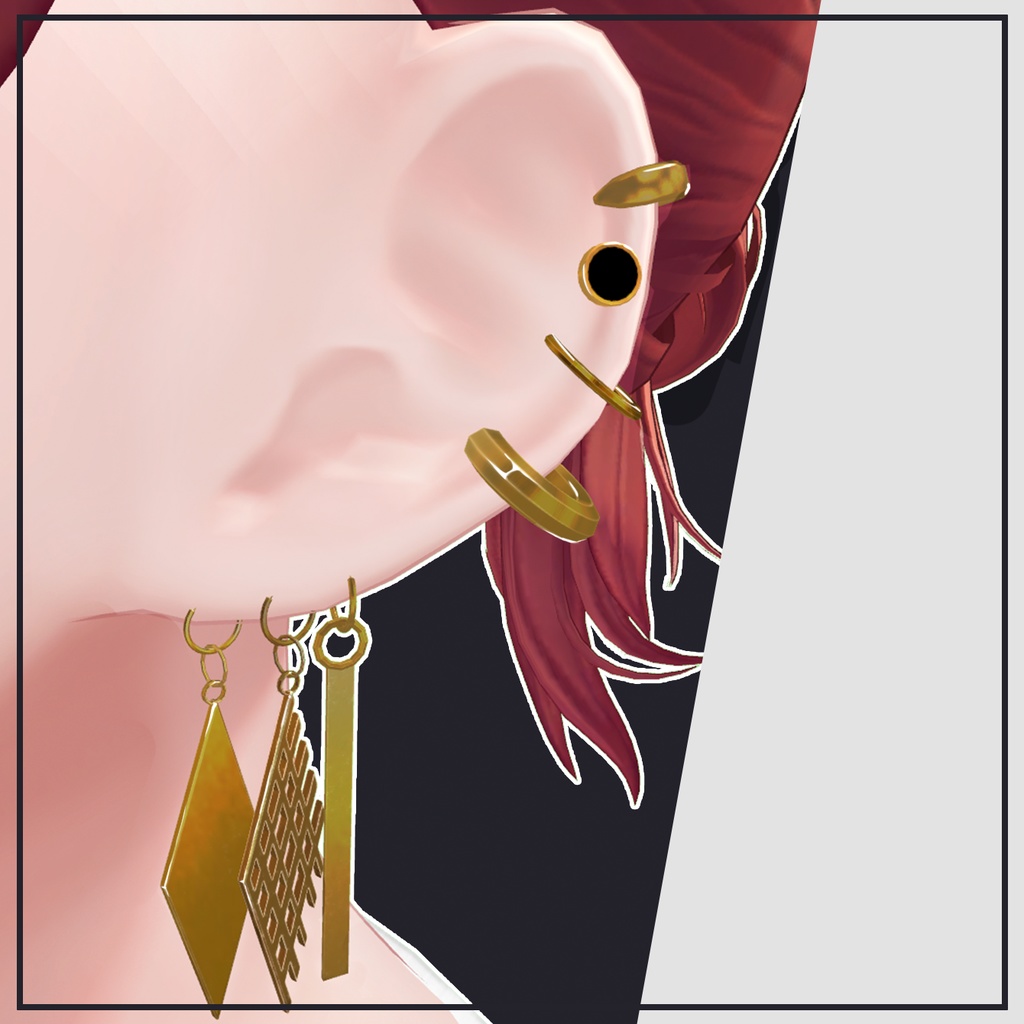 【VRChat】Simple Earrings 7種類×3カラー