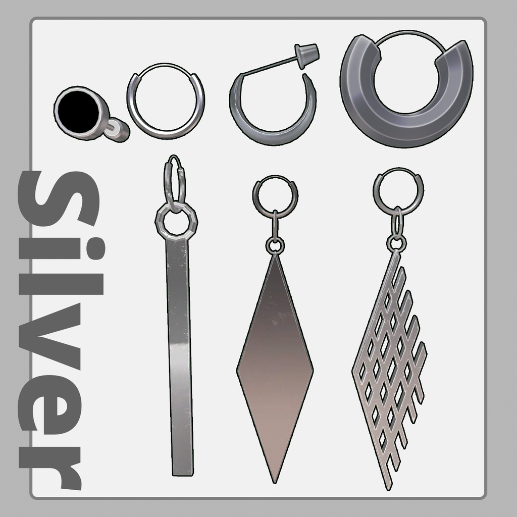 【VRChat】Simple Earrings 7種類×3カラー