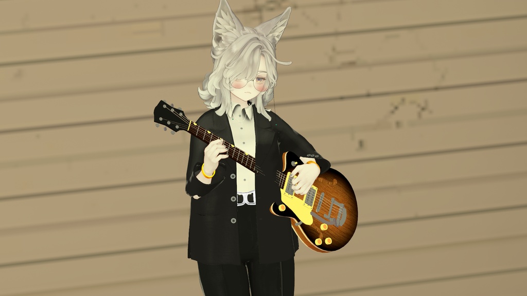 【VRChat想定】G2655T風セミアコースティックギター3Dモデル【LilToon】