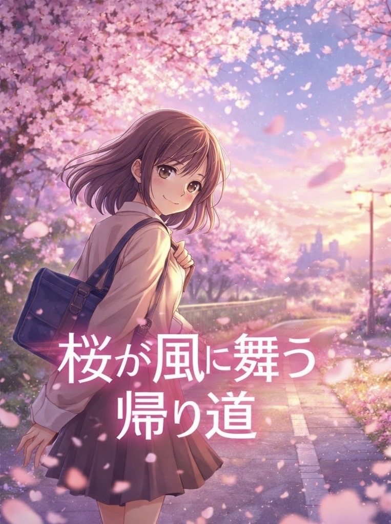 桜が風に舞う帰り道 