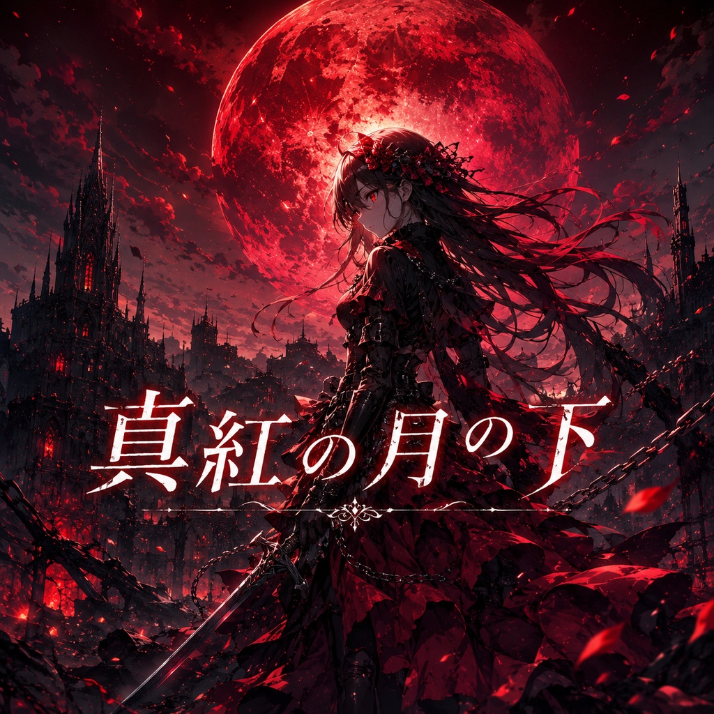 真紅の月の下
