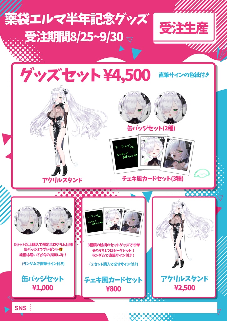 薬袋エルマデビュー半年記念グッズ