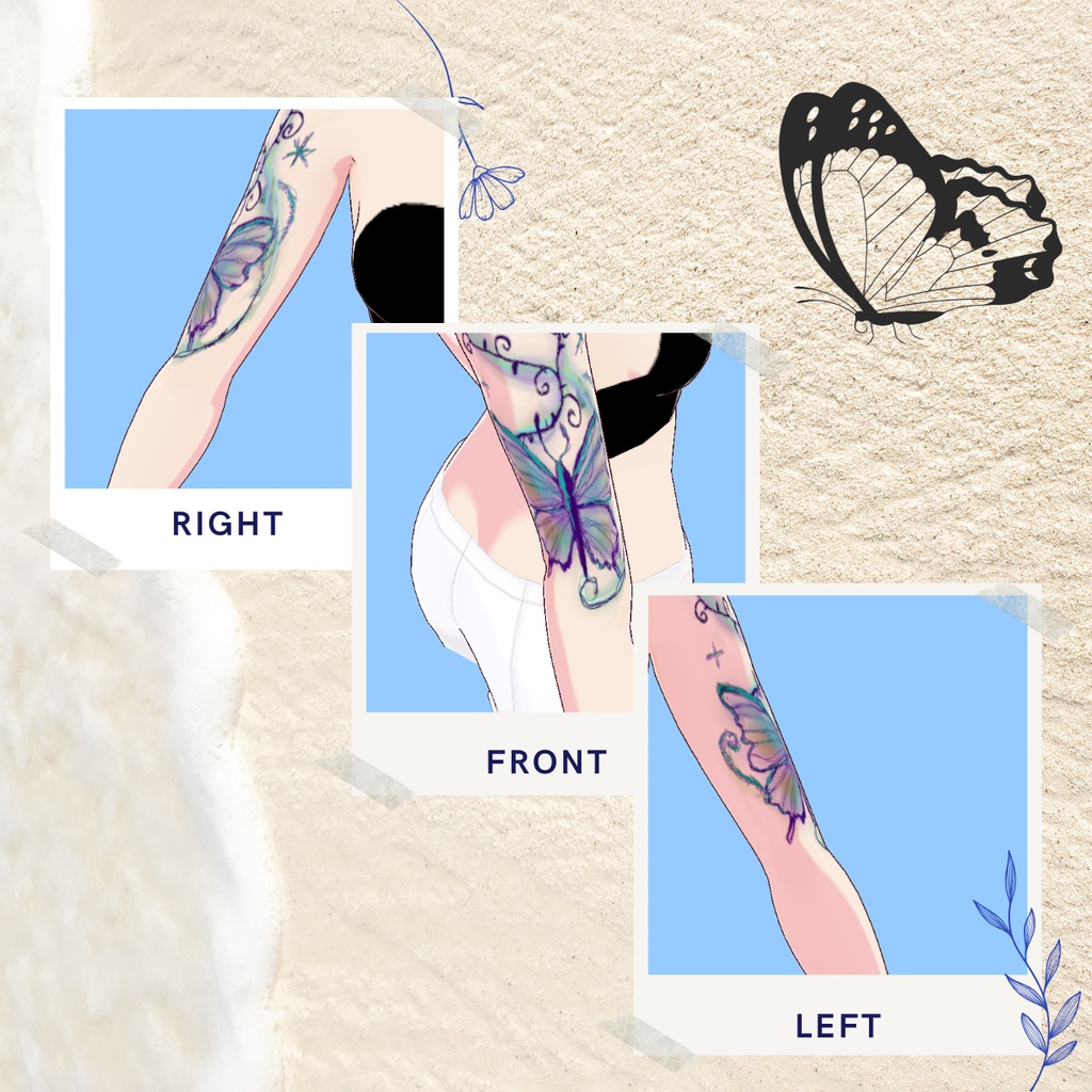【VRoid】商用利用OK! 蝶タトゥーテクスチャ 〜Butterfly Tattoo Texture〜