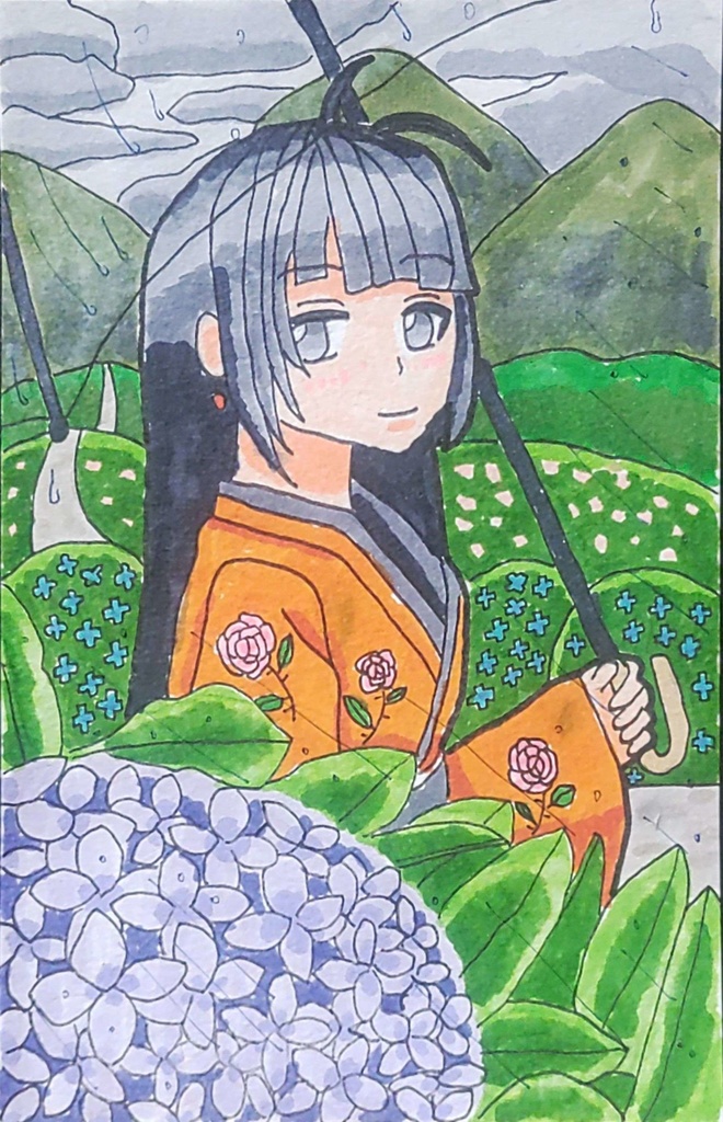 雨の日の着物美人