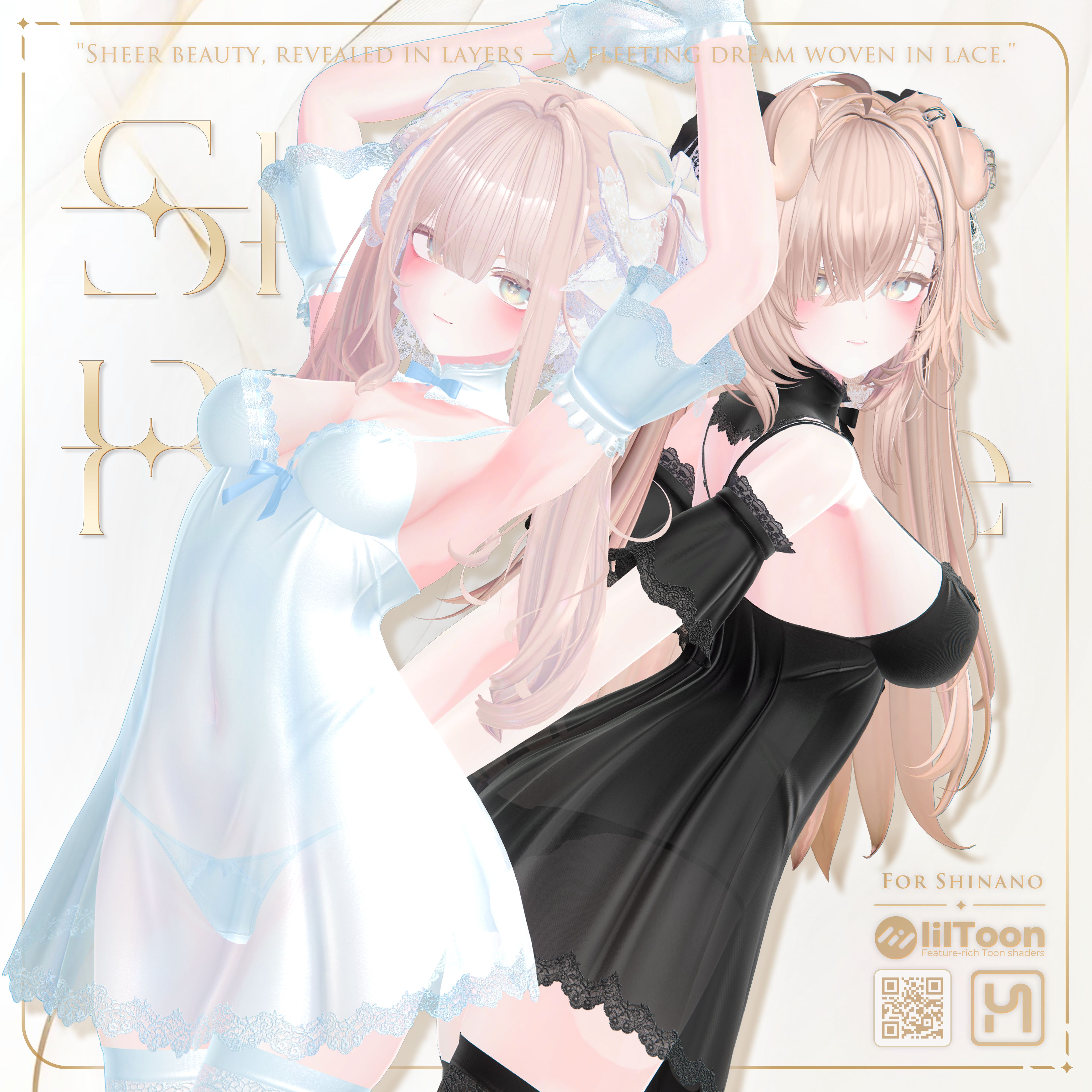 🖤Sheer Reverie🖤 しなのちゃん対応 – Babydoll Style Outfit with Shorts