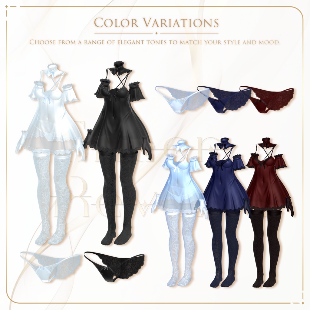 🖤Sheer Reverie🖤 しなのちゃん対応 – Babydoll Style Outfit with Shorts