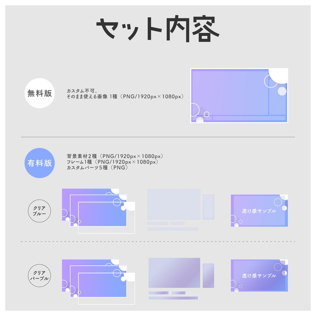 【無料版/有料版】透けるパーツ!自由にカスタムできる配信画面