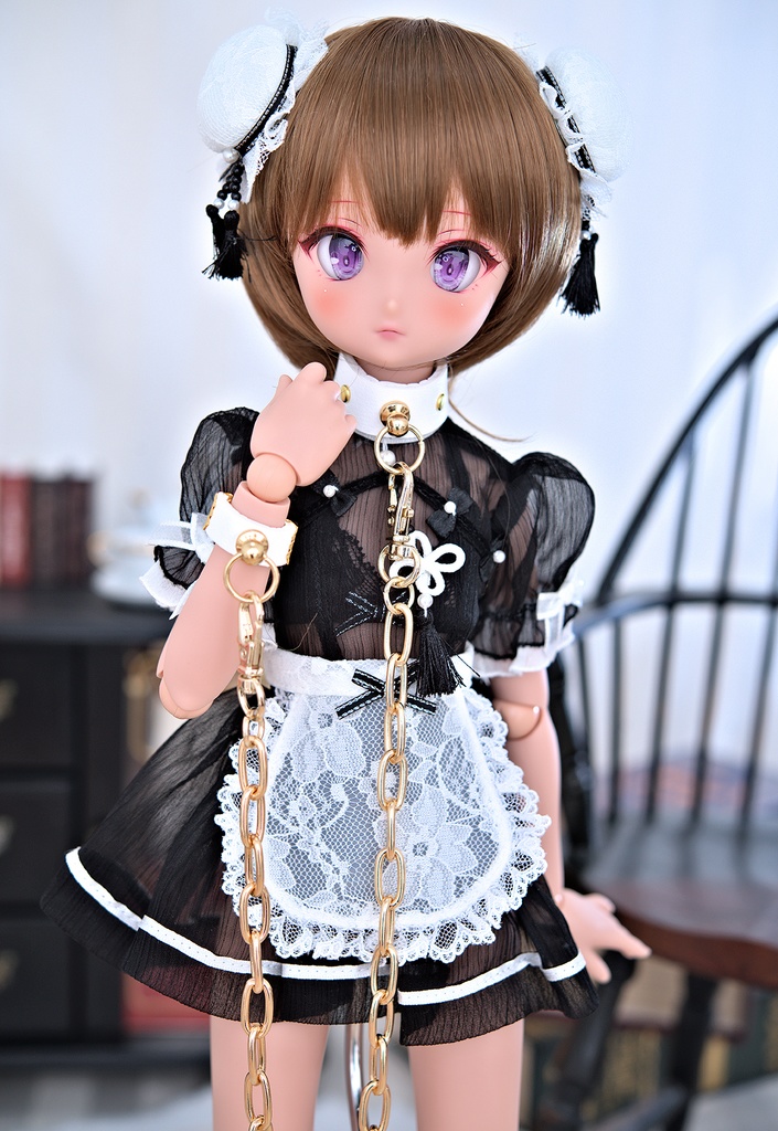 コネクトレザーチョーカーTypeA×リストバンド　WHITE×GOLD