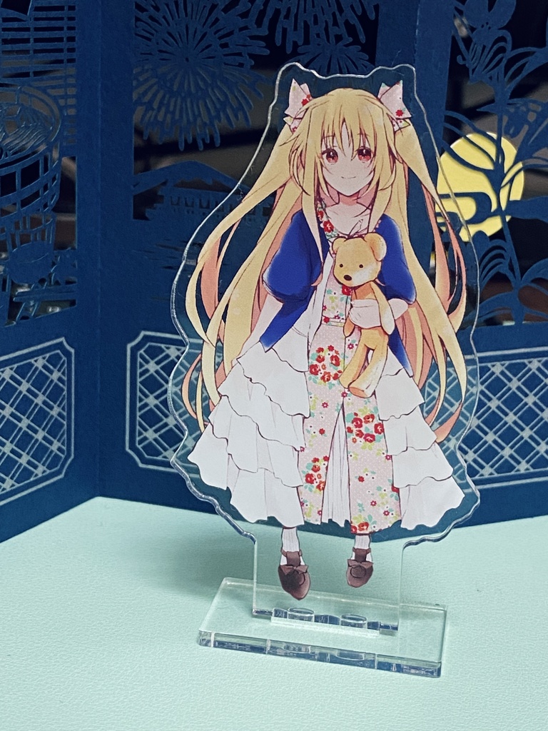 【リリカルなのは】アリシアおねいちゃんとくまちゃんのピンクハウス風ワンピアクリルスタンド