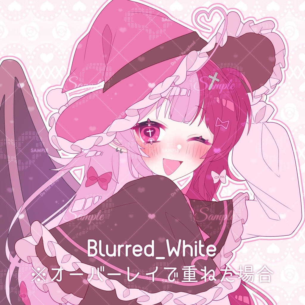 【Free|無料】❤︎各種差分アリ❤︎ドットアートの透かし素材🎀🤍