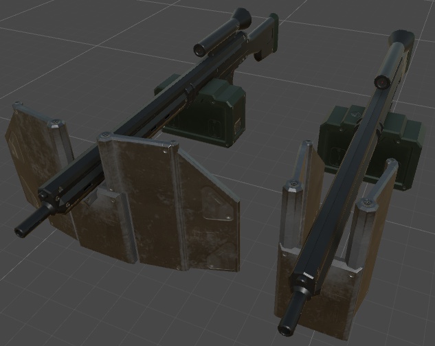 fbxモデル 盾付き軽機関銃「ShieldRifle」