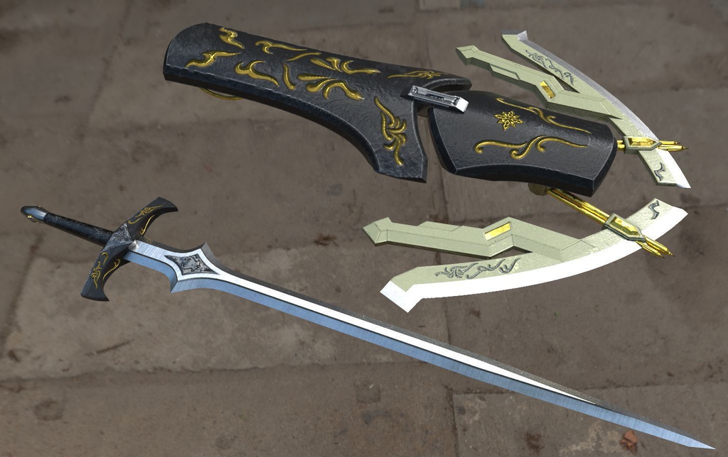 fbxモデル 刃盾/片手剣 「Flugel」