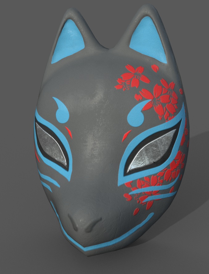 fbxモデル 狐面「蒼櫻/紅櫻」