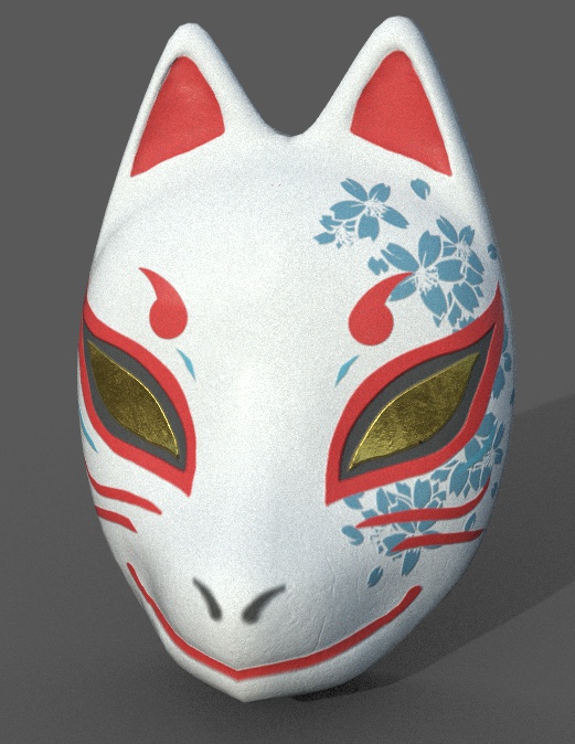 fbxモデル 狐面「蒼櫻/紅櫻」