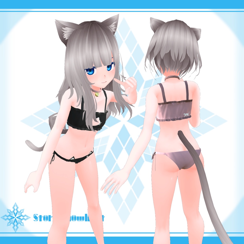 「キッシュ素体」用衣装モデル 『ねこランジェリー(首輪つき)』