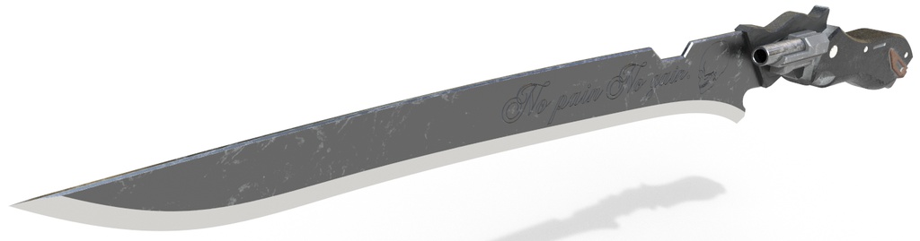 fbxモデル 単発銃付き短刀「BulletKnife」