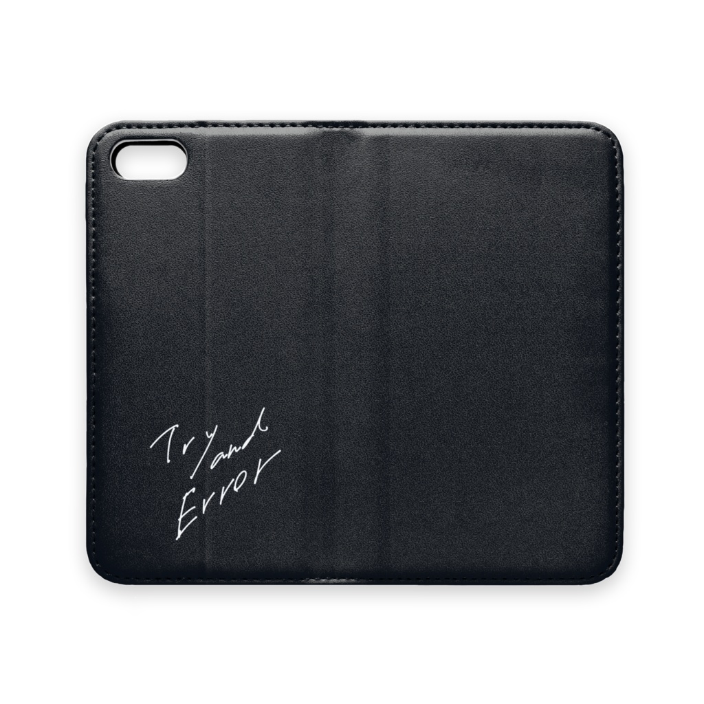 トライ＆エラー　ロゴ入り手帳型スマホケース＜BLACK＞　iPhone 5 / 5s / SE(第1世代)