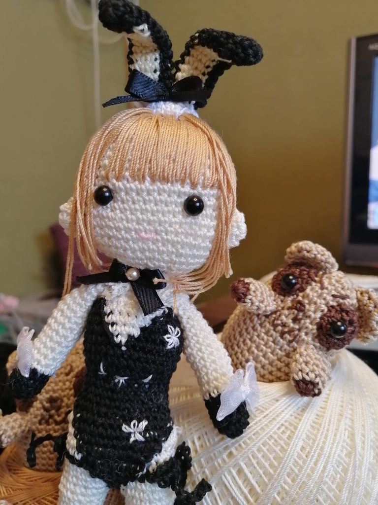 たぬちゃんバニー衣装・かしこいたぬき編みぐるみ