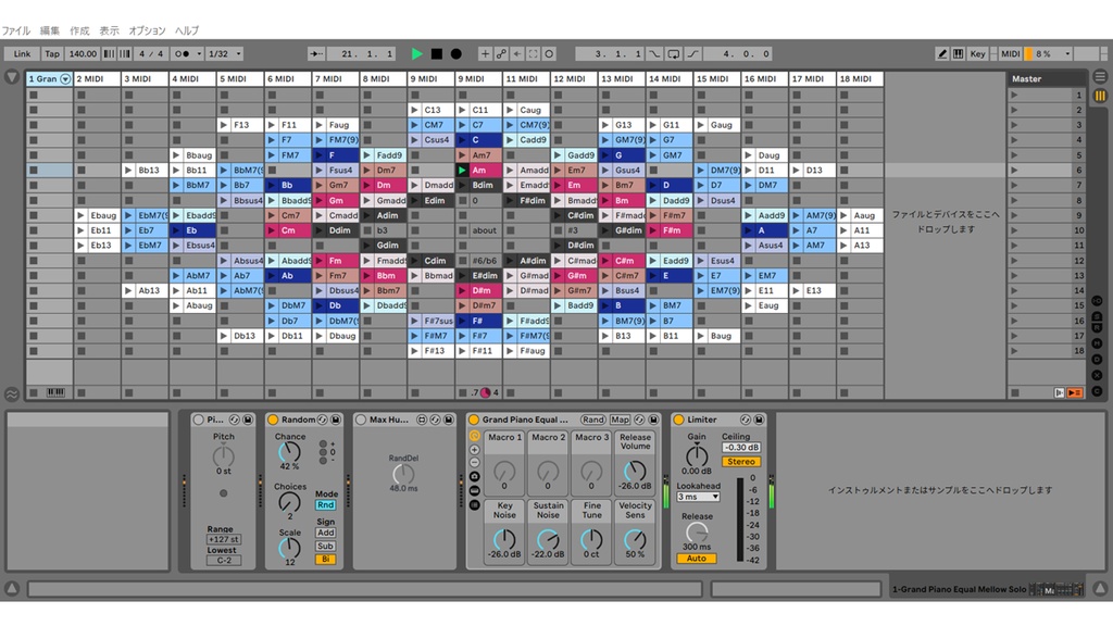 Ableton Live 作曲らくらくコード表【コード進行集付き】