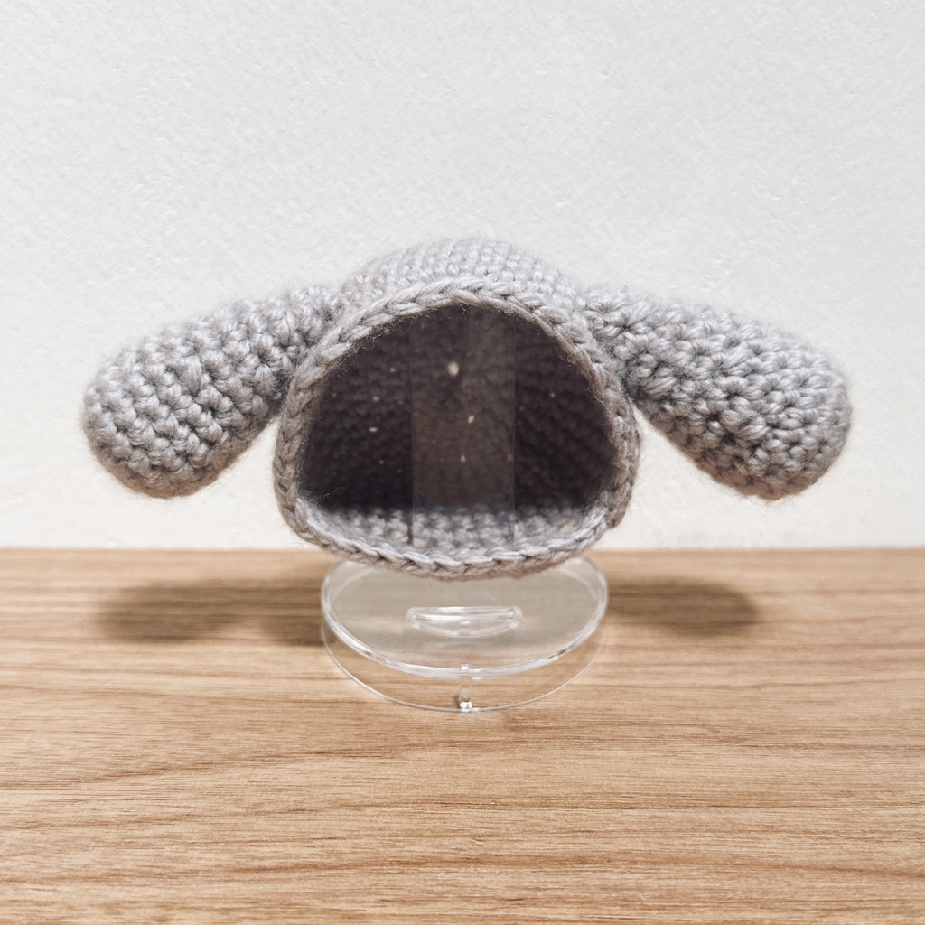 ぬいずきん(垂れ耳うさぎ×グレー) 10cmぬい用