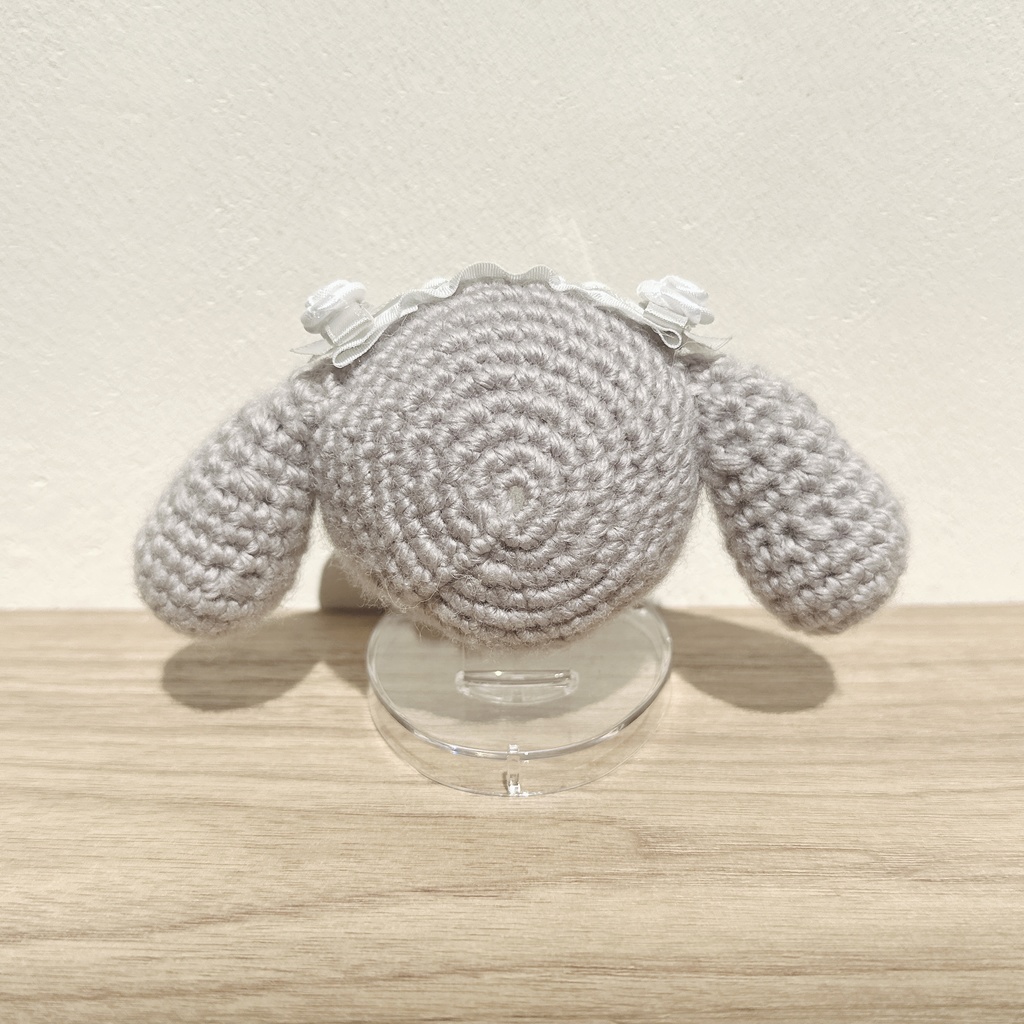 ぬいずきん(垂れ耳うさぎ×グレー) 10cmぬい用