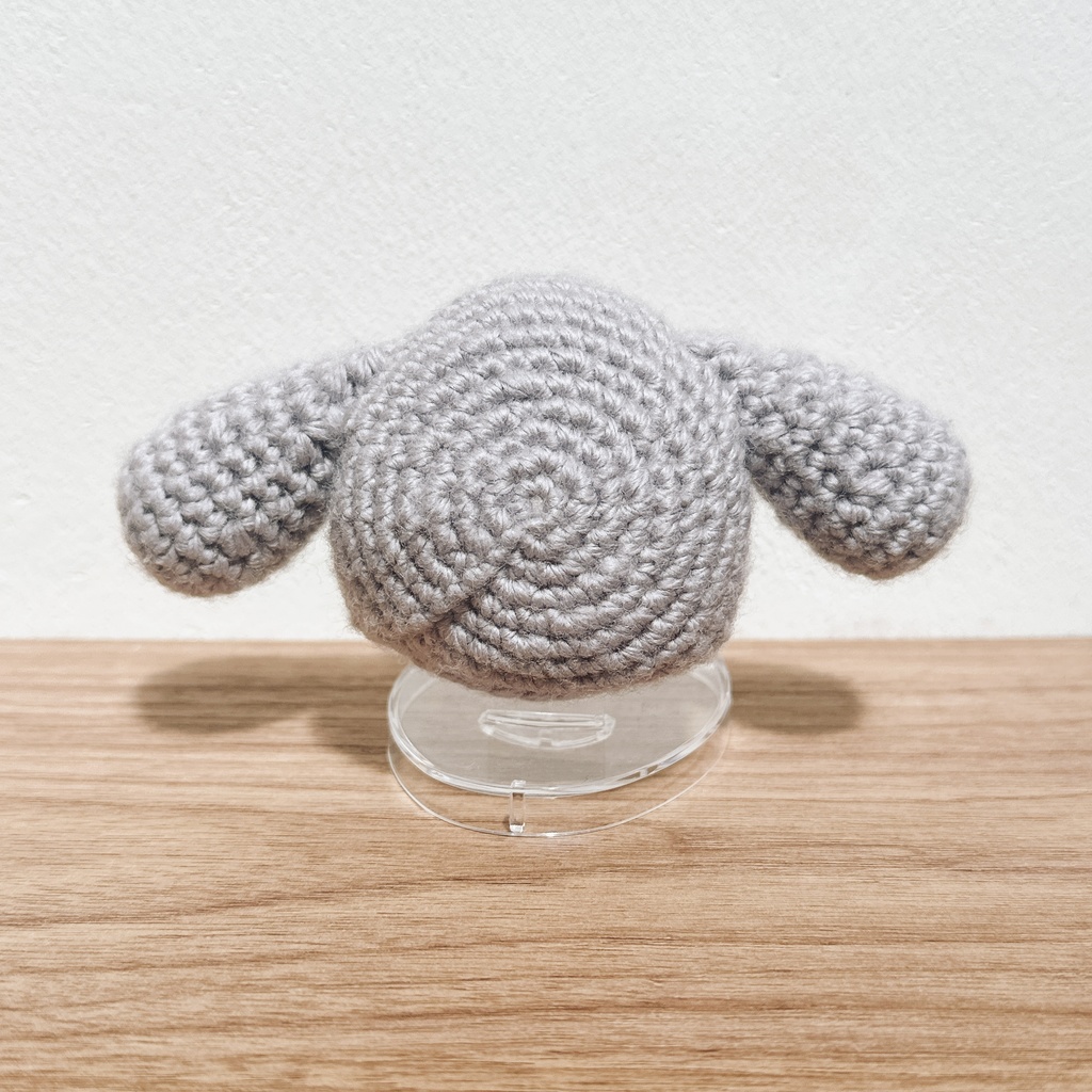 ぬいずきん(垂れ耳うさぎ×グレー) 10cmぬい用