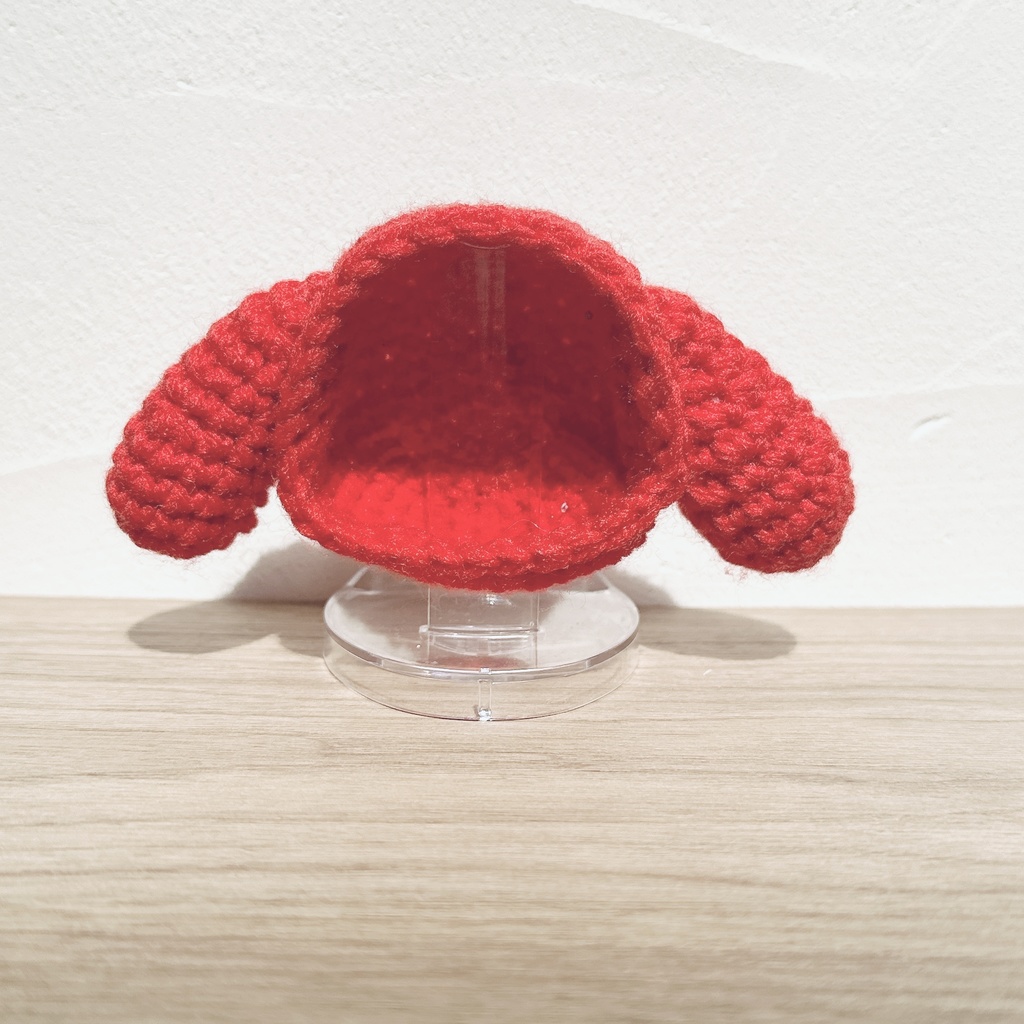 ぬいずきん(垂れ耳うさぎ×レッド) 10cmぬい用