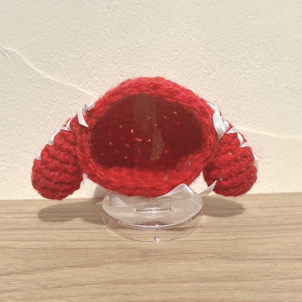 ぬいずきん(垂れ耳うさぎ×レッド) 10cmぬい用