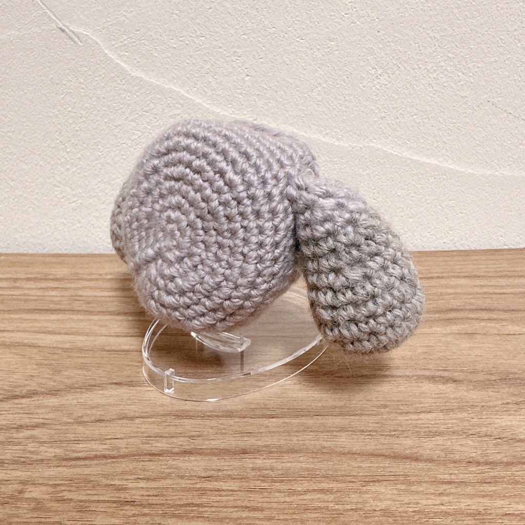 ぬいずきん(垂れ耳うさぎ×ツートングレー) 10cmぬい用